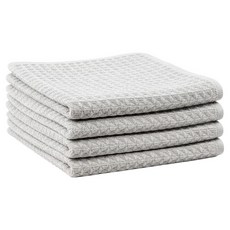 ROI Life 超細纖維鬆餅格紋抹布 白色, 4個