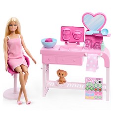 Barbie 芭比 臉部面膜SPA娃娃遊戲組, 粉紅色 + 棕色, 1套