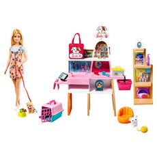 Barbie 芭比 家庭寵物精品娃娃遊戲組, 粉紅色 + 白色, 1套