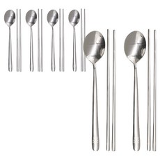 Table Art 白色烏龜湯筷組, 銀色, 6套, 湯匙 + 筷子