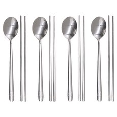 Table Art 白烏龜湯匙筷子組, 銀色, 4套, 湯匙 + 筷子