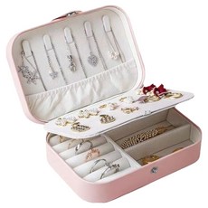 케이스그레이스 스윗콩 휴대용 우아한 주얼리 보관함 여행용 귀걸이 반지 목걸이 정리함, 핑크, 1개