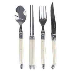 까르투하 오로 라귀올 디너 커트러리 4종 세트, 아이보리, 1세트, 스푼 + 포크 + 나이프 + 젓가락