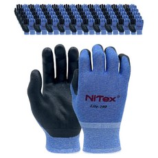 NiTex 超輕量 NBR 泡棉塗層工作手套 雙手穿戴組 S LITE-190, 藍色, 50套