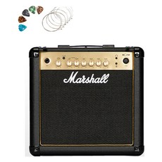 마샬 일렉기타 앰프 + 기타줄 5p + 피크 5p 세트, 혼합색상(앰프), 랜덤발송(피크), 1세트, MG15GR