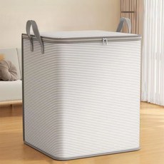 지음앤 대용량 이불 옷 정리 수납박스 210L, 회녹색 가로줄무늬, 1개