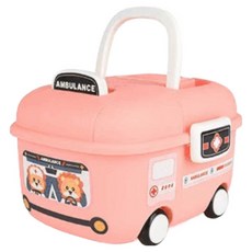 델리리움 자동차 스타일 바퀴달린 이동식 장난감 정리함, 핑크, 1개