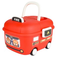 델리리움 자동차 스타일 바퀴달린 이동식 장난감 정리함, 레드, 1개