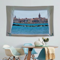 모디시 노르딕 창문 풍경 인테리어 벽 태피스트리 패브릭 포스터, LS-CDDF-5