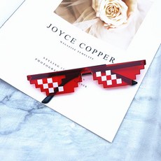 다다랜드 파티용 선글라스 코스튬 소품 픽셀, 레드, 1개