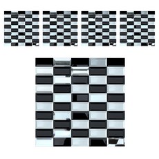 MONESPACE 鏡面馬賽克瓷磚 磨邊長方形, 棋盤格, 5個