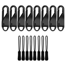 KHOOMIE DIY維修萬用拉鍊頭8入 + 拉鍊繩8入組 6W0053, 8個, 黑色