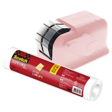 스카치 컴팩트 원터치 디스펜서 + 초강력 다용도 테이프 리필 18mm x 20m 12p 세트, 피치핑크, 1세트
