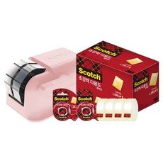 스카치 컴팩트 원터치 디스펜서 + 초강력 다용도 테이프 디스펜서 2p 리필 4p 12mm x 20m 세트, 피치핑크, 1세트