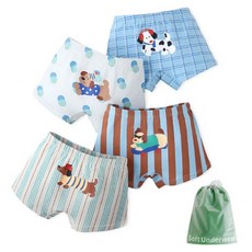 兒童慢跑小狗四角內褲4件組 + 防塵袋套組 N197