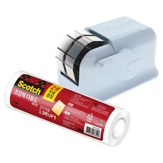 3M Scotch 輕巧型一鍵式膠帶臺 + 超強力多用途膠帶補充芯 12mm x 20m 12入組, 灰藍色, 1套