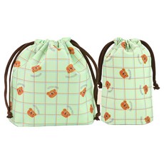 세맘스 스트링 파우치 2종 세트, 꾸몽그린