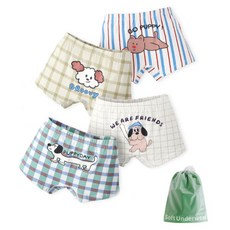 兒童Puppy Day四角內褲4件組 + 防塵袋套組 N201