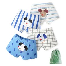 兒童紅鼻子小狗四角內褲4件組 + 防塵袋套組 N198