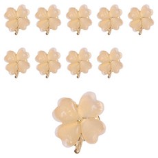 KHOOMIE 女性開襟衫針織外套愛心幸運草胸針 1.6 x 1.6 cm 6W0062, 10個, 象牙白