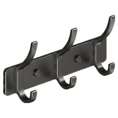 德弗洛商務 頂級現代霧面多用途室內裝飾3孔掛鉤, 黑色, 1個