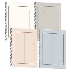 포포팬시 모노심플 2000 2분할 수학 연습장 노트 4종 세트, 아이보리, 블루, 핑크, 그레이, 1세트
