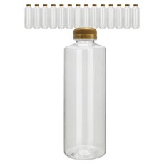 미르코리아 투명 페트병, 골드(브릿지캡), 15개, 1L