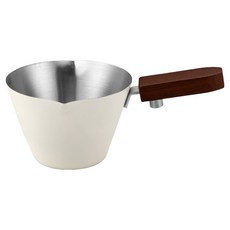 발룬피니 스텐 304 더블 스파웃 에스프레소 우드핸들 샷잔 110ml, 아이보리, 1개
