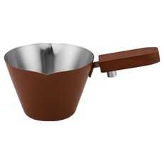 발룬피니 스텐 304 더블 스파웃 에스프레소 우드핸들 샷잔 110ml, 브라운, 1개