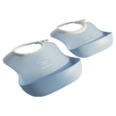 베이비뵨 베이비 빕 스타팅 이유식 턱받이 2종 세트, 파우더블루, 2개입, 1세트