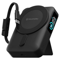 신지모루 발열차단 Qi2 초고속 반고체 세미솔리드 배터리셀 오반고 M파워팩 초고속 맥세이프 보조배터리 10000mah C타입, 블랙, Sjm-OBP-10K