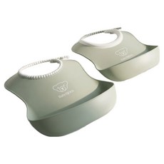 베이비뵨 베이비 빕 스타팅 이유식 턱받이 2종 세트, 파우더그린, 2개입, 1세트