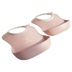베이비뵨 베이비 빕 스타팅 이유식 턱받이 2종 세트, 파우더핑크, 2개입, 1세트