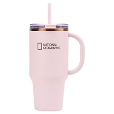 릴팡 내셔널지오그래픽 더블 벤티 골드라인 스텐 빨대 핸들 텀블러, 모던 핑크, 1개, 960ml
