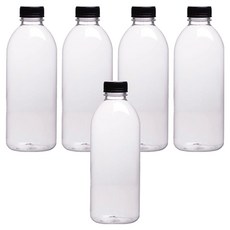 서울패키지 원형 음료 블랙캡 투명페트병, 5개, 1L