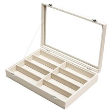 Lalahome 附蓋絲絨8格太陽眼鏡收納展示盒, 米色, 1個