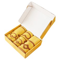 카카오프렌즈 춘식이 기프트 타월 32수 면사 4종 세트, 옐로우 + 브라운, 1세트