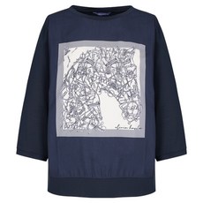 올리비아하슬러 여성용 스퀘어프린트 보트넥 루즈핏 티셔츠 OHDM-TS108