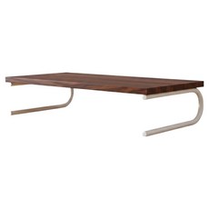 더플로우커머스 모니터 받침대 소형, 흰색프레임 + 월넛