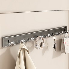 德普羅商務 鋁製壁掛式隱藏掛鉤 8鉤, 槍灰色, 1個