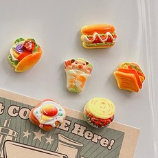 선빛 푸드 미니 냉장고 자석 6종 세트, 패스트푸드