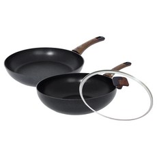실바트 인덕션 까리노 IH 프라이팬 세트 3개, 블랙, 프라이팬 26cm + 궁중팬 26cm + 유리뚜껑 26cm, 1세트