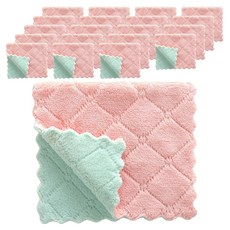 Theia 雙面高吸水無棉絮天鵝絨布料廚房毛巾 嫩綠色, 20個