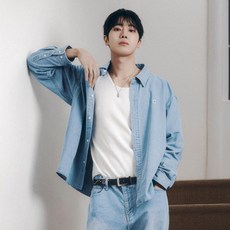 커버낫 남성용 C 로고 데님 셔츠