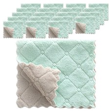 Theia 雙面高吸水無棉絮天鵝絨布料廚房毛巾 薄荷灰, 20個