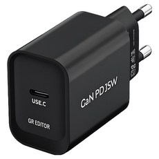 EDITOR GaN PD 25W 아이폰 갤럭시 초고속 c타입 1포트 충전기, 1개, 블랙