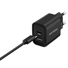 EDITOR GaN PD 25W 아이폰 갤럭시 초고속 c타입 1포트 충전기 + 케이블 세트, 1세트, 블랙