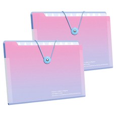 델리리움 예쁜 색감 대용량 아코디언 서류 A4 파일 케이스 5단 32 x 25 cm, 2개, 그라데이션 핑크