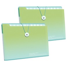 델리리움 예쁜 색감 대용량 아코디언 서류 A4 파일 케이스 5단 32 x 25 cm, 2개, 그라데이션 그린