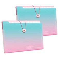 델리리움 예쁜 색감 대용량 아코디언 서류 A4 파일 케이스 8단 32 x 25 cm, 그라데이션 블루, 2개